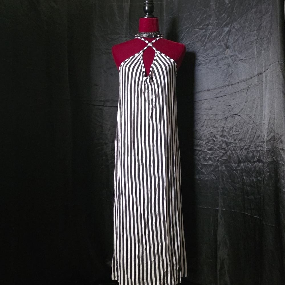Striped Halter Maxi Dress